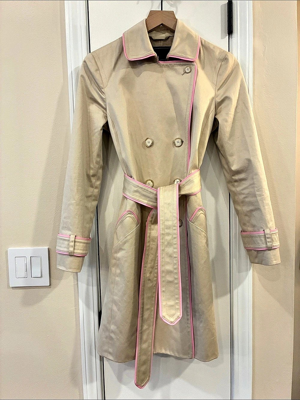 Coach Trench Coat in Beige & Pink
